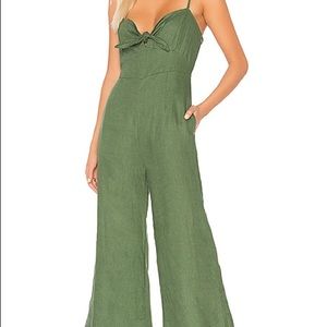 Anthropologie wide leg green jumpsuit